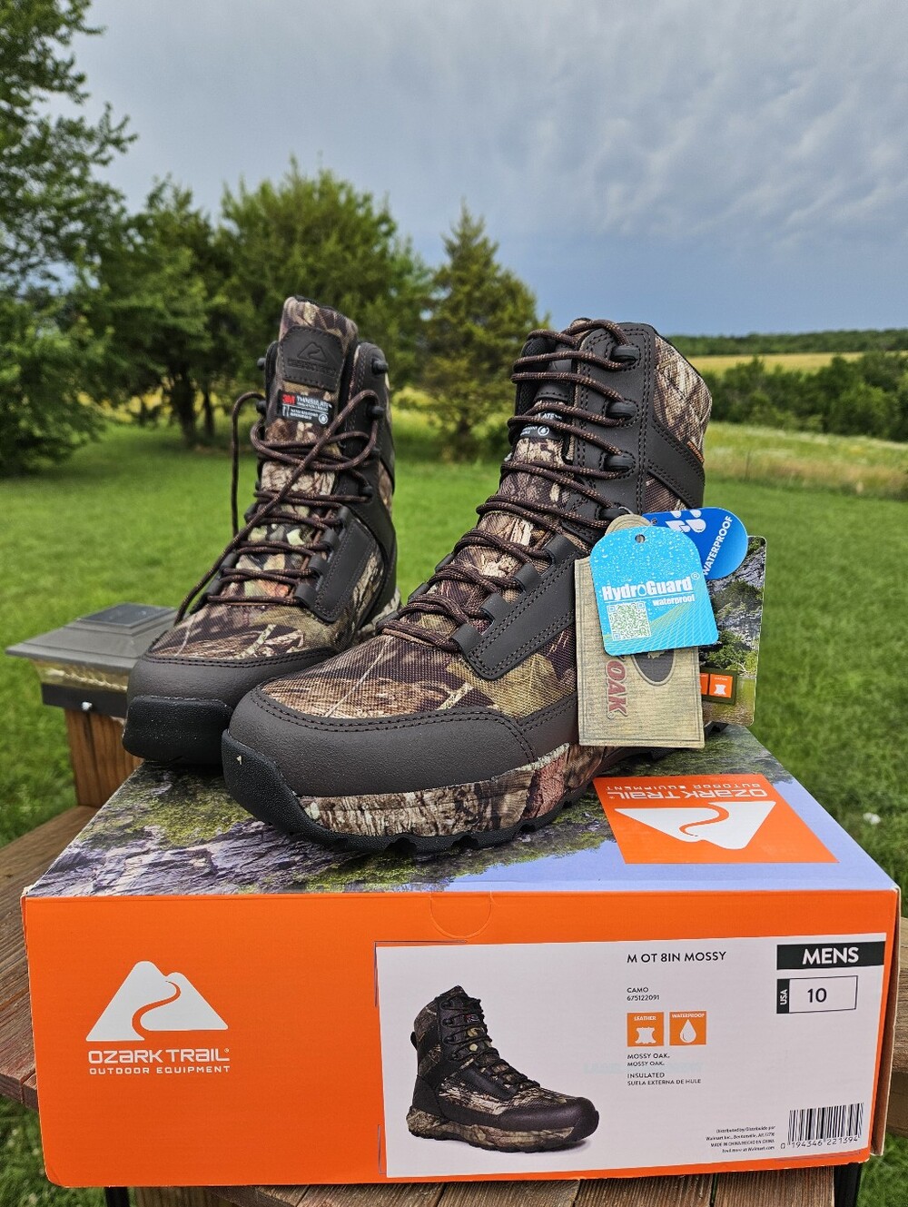 Ozark Trail Men's 8-Inch Mossy Oak Camo Hunting Boots, Size 10 New In Box